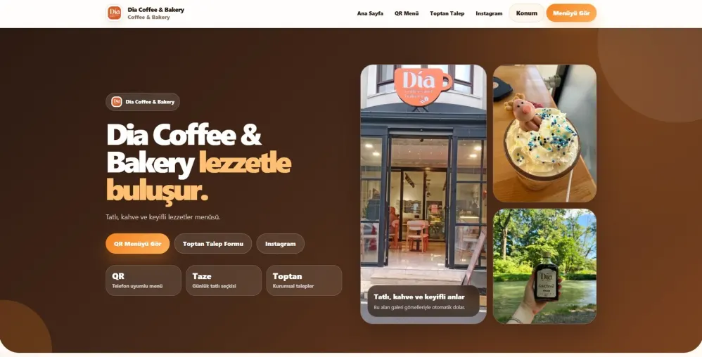 Dia Coffee & Bakery tanıtım sitesi